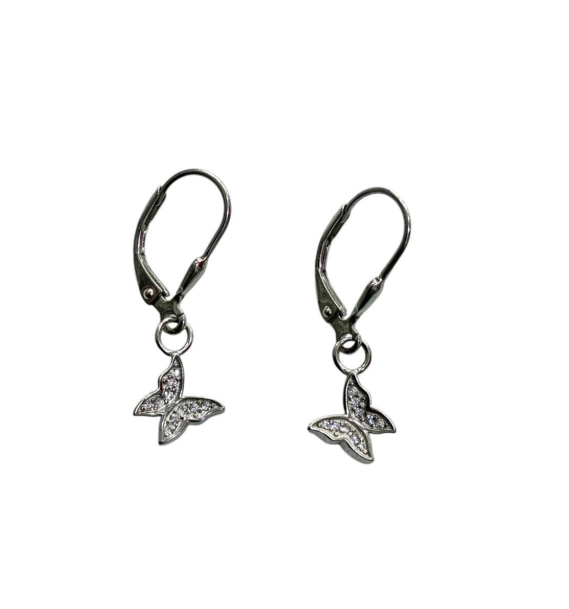 Aros Plata Mariposa Con Circonitas 25 Mm - Joyería Ora Madrid