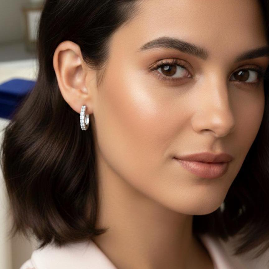 Aros Plata Con Circonitas Cirre Balleta 15 Mm - Joyería Ora Madrid