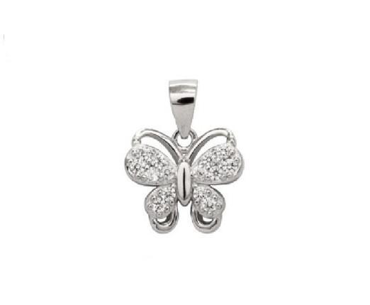 Colgante Plata Mariposa Con Circonitas 15 Mm - Joyería Ora Madrid