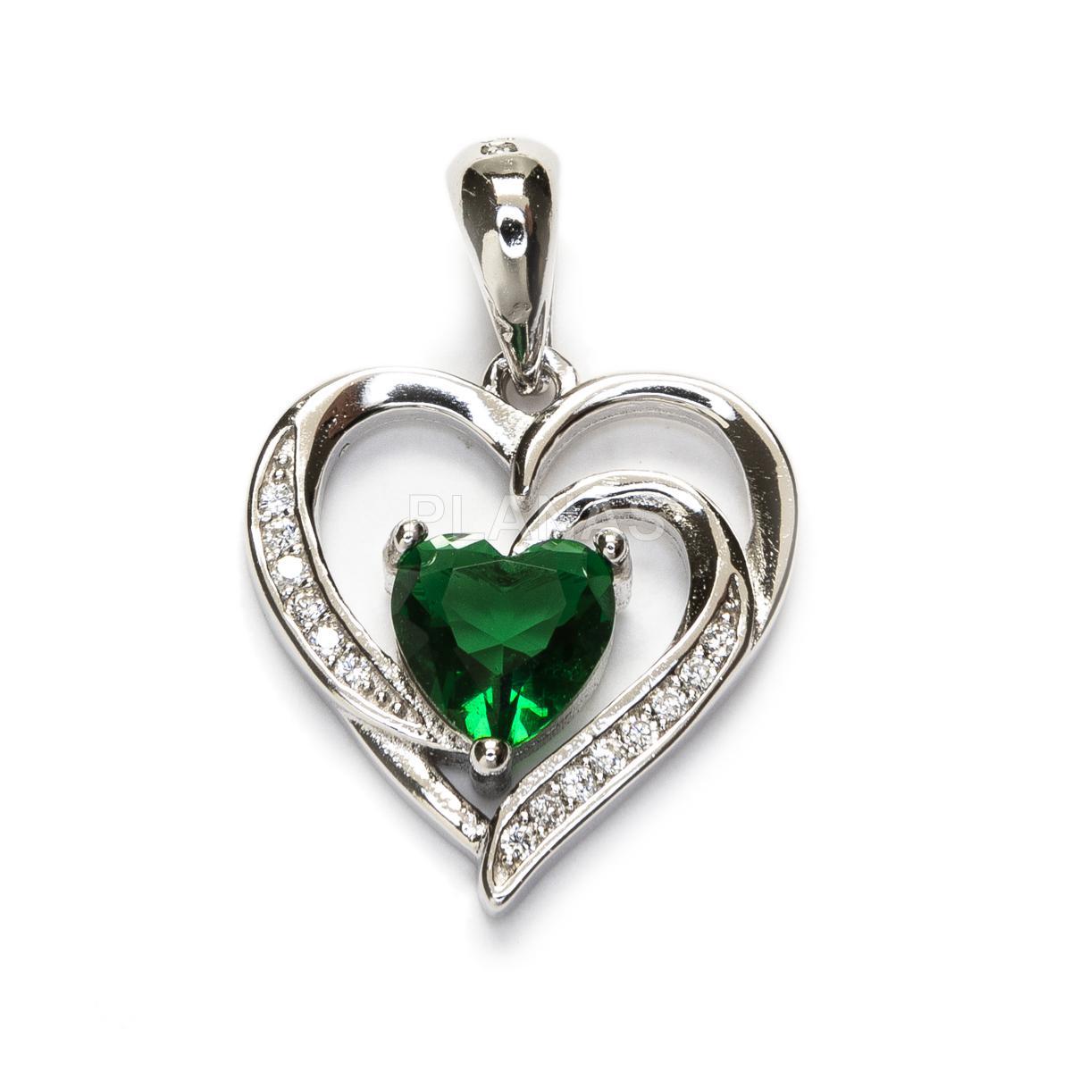 Colgante Plata Corazon Con Circonitas 20 Mm ·65 - Joyería Ora Madrid