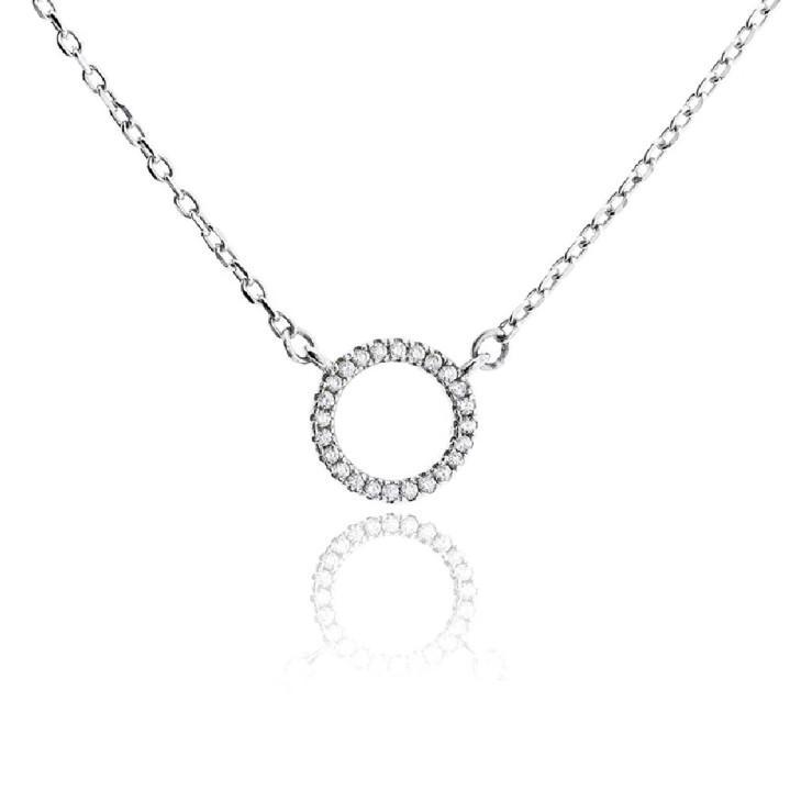 Collar Plata Circulo Con Circonitas 15Mm - Joyería Ora Madrid