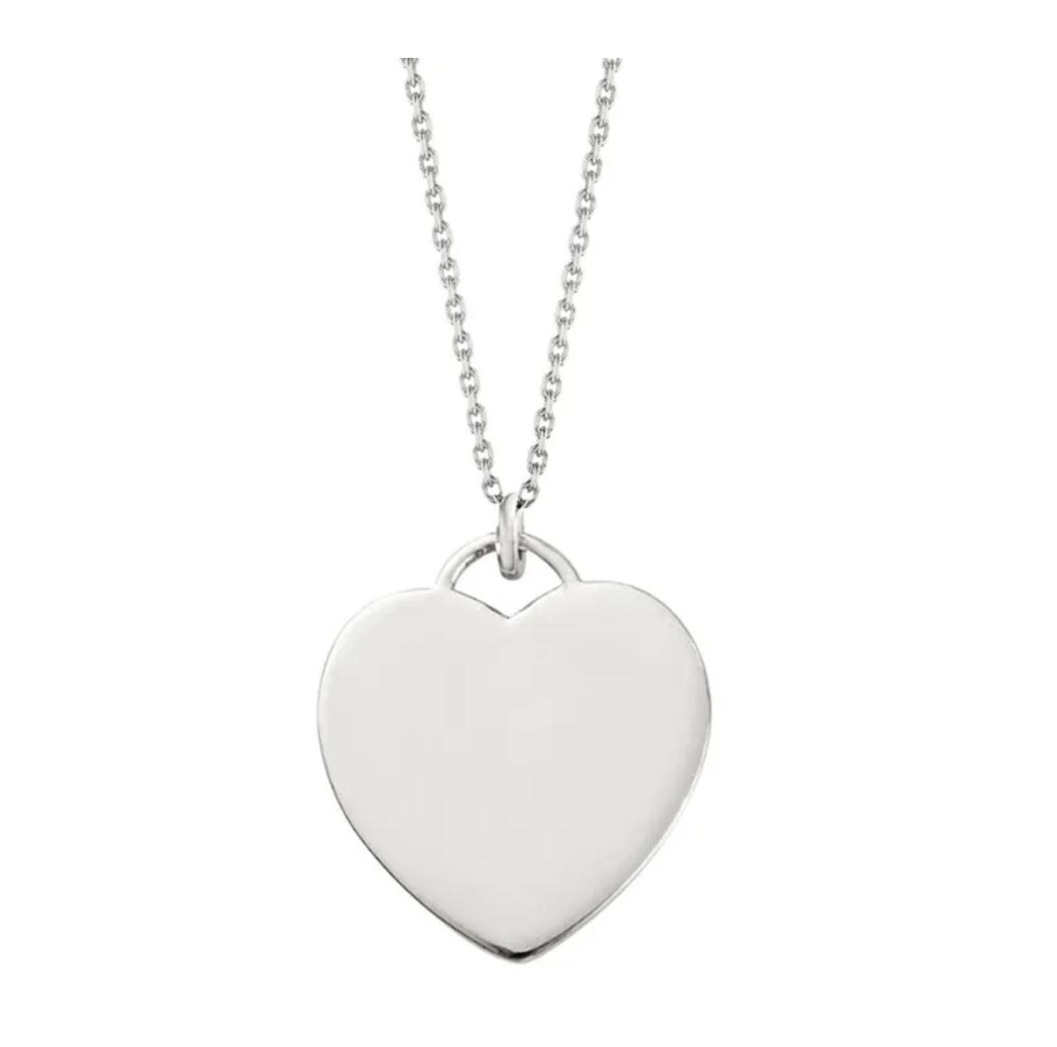 Collar Plata Corazon Liso De 25 Mm - Joyería Ora Madrid