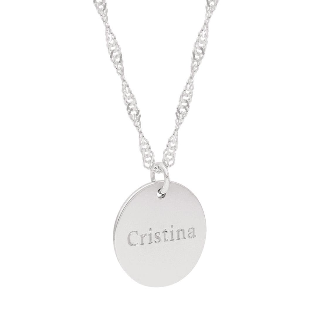 Colgante Plata Discos Liso Para Grabar Nombre 20 Mm - Joyería Ora Madrid