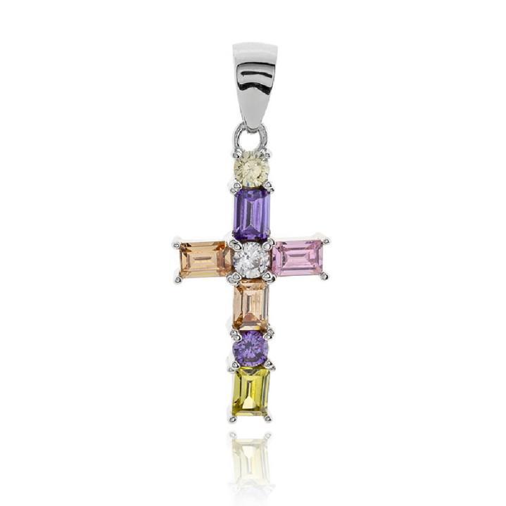 Cruz Plata Con Circonitas - Joyería Ora Madrid