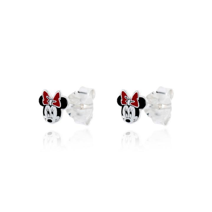 Pendientes Plata Esmalte Minnie Con Cierre Presion 5 Mm - Joyería Ora Madrid