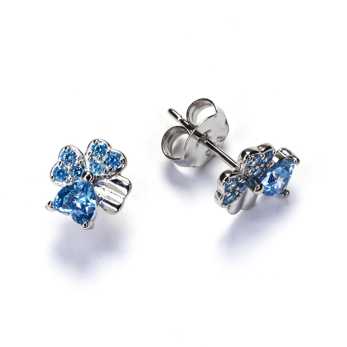 Pendientes Plata Con Corazon Y Circonitas Azules 7Mm - Joyería Ora Madrid