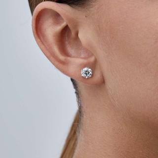 Pendientes Plata Circonitas 8 Mm 1 - Joyería Ora Madrid