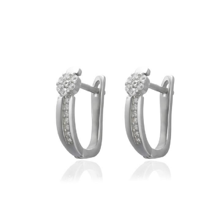 Pendientes Plata Flor Con Circonitas 18 Mm - Joyería Ora Madrid