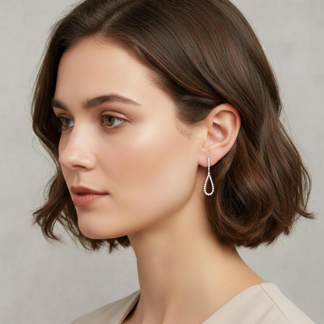 Pendientes Plata Con Circonitas 30 Mm - Joyería Ora Madrid