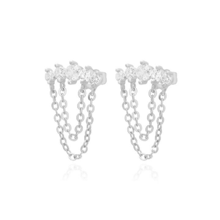 Pendientes Plata Con Circonitas Y Cadenas 25 Mm - Joyería Ora Madrid