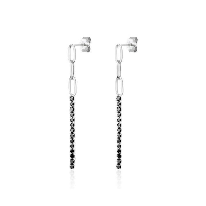 Pendientes Plata Cadena Con Circonitas 4,5 Cm - Joyería Ora Madrid