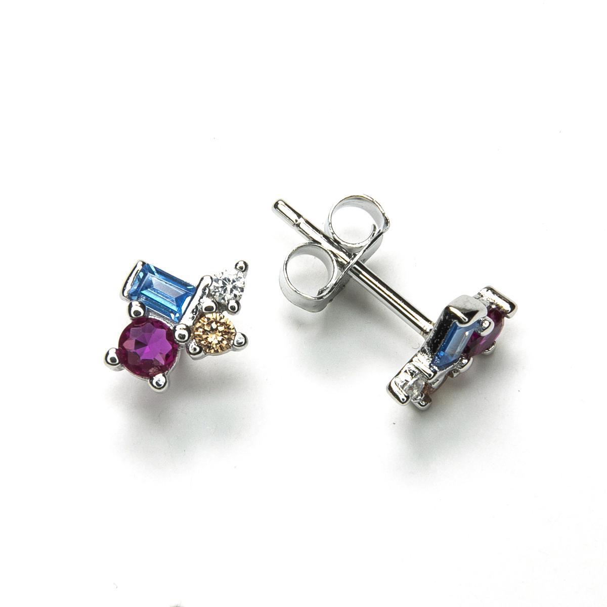 Pendientes Plata Presion Circonitas 10 Mm - Joyería Ora Madrid