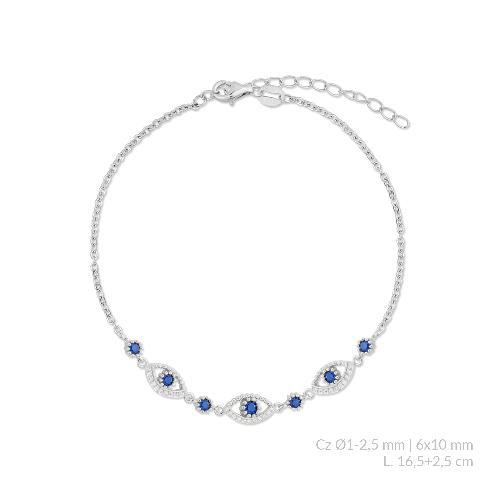 Pulsera Plata Ojo Turco 19 Cm - Joyería Ora Madrid