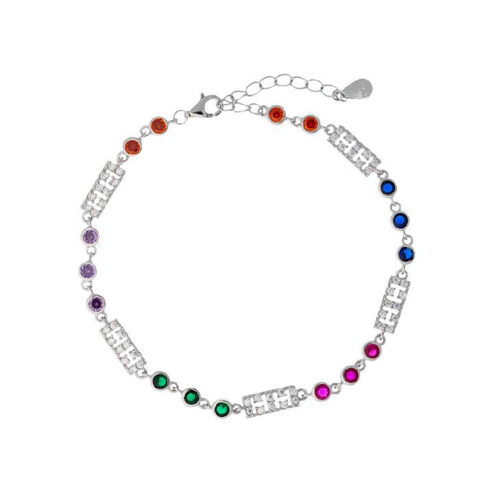 Pulsera Plata Con Circonita 19Cm - Joyería Ora Madrid