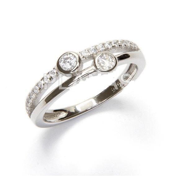 Sortija Plata Doble Con Circonitas - Joyería Ora Madrid